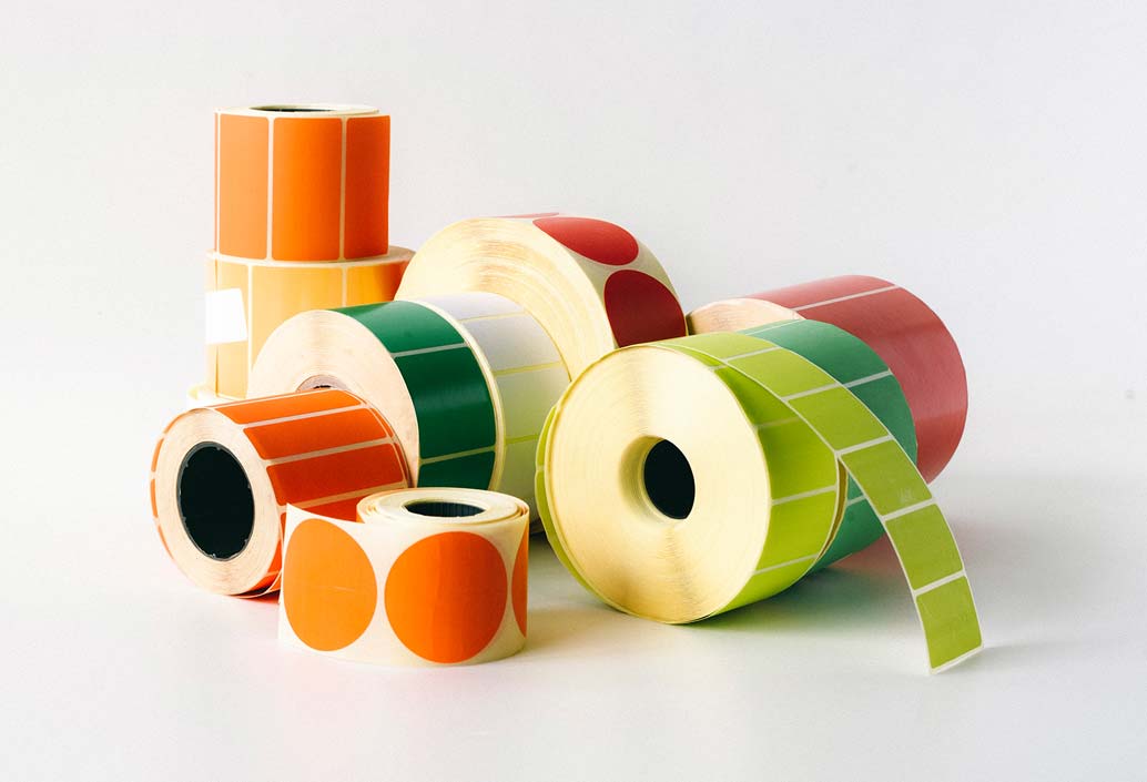 Rolls of labels and stickers