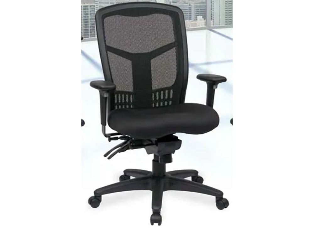 Totally black mesh back task chairs