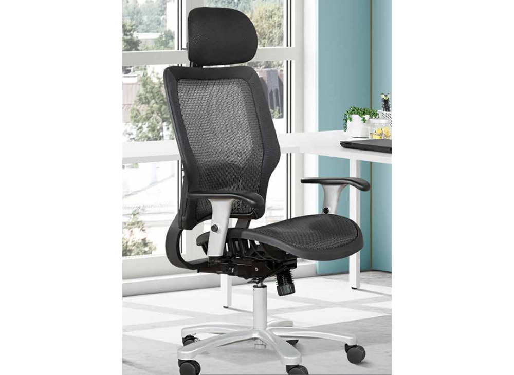 Black and silver executive ergonomical high back task chair