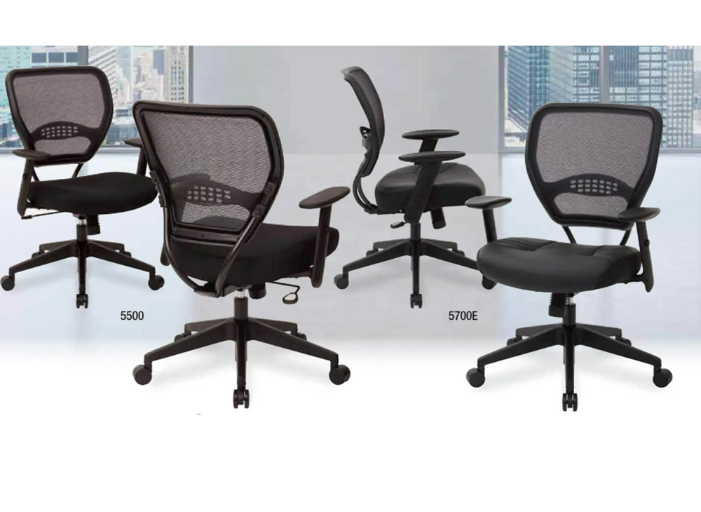 Totally black mesh back task chairs