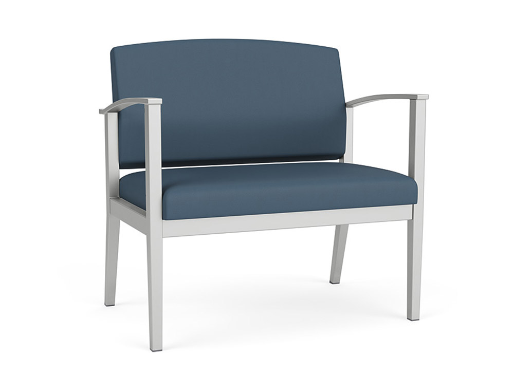 Steel and blue upholstered bariatric waiting room chair