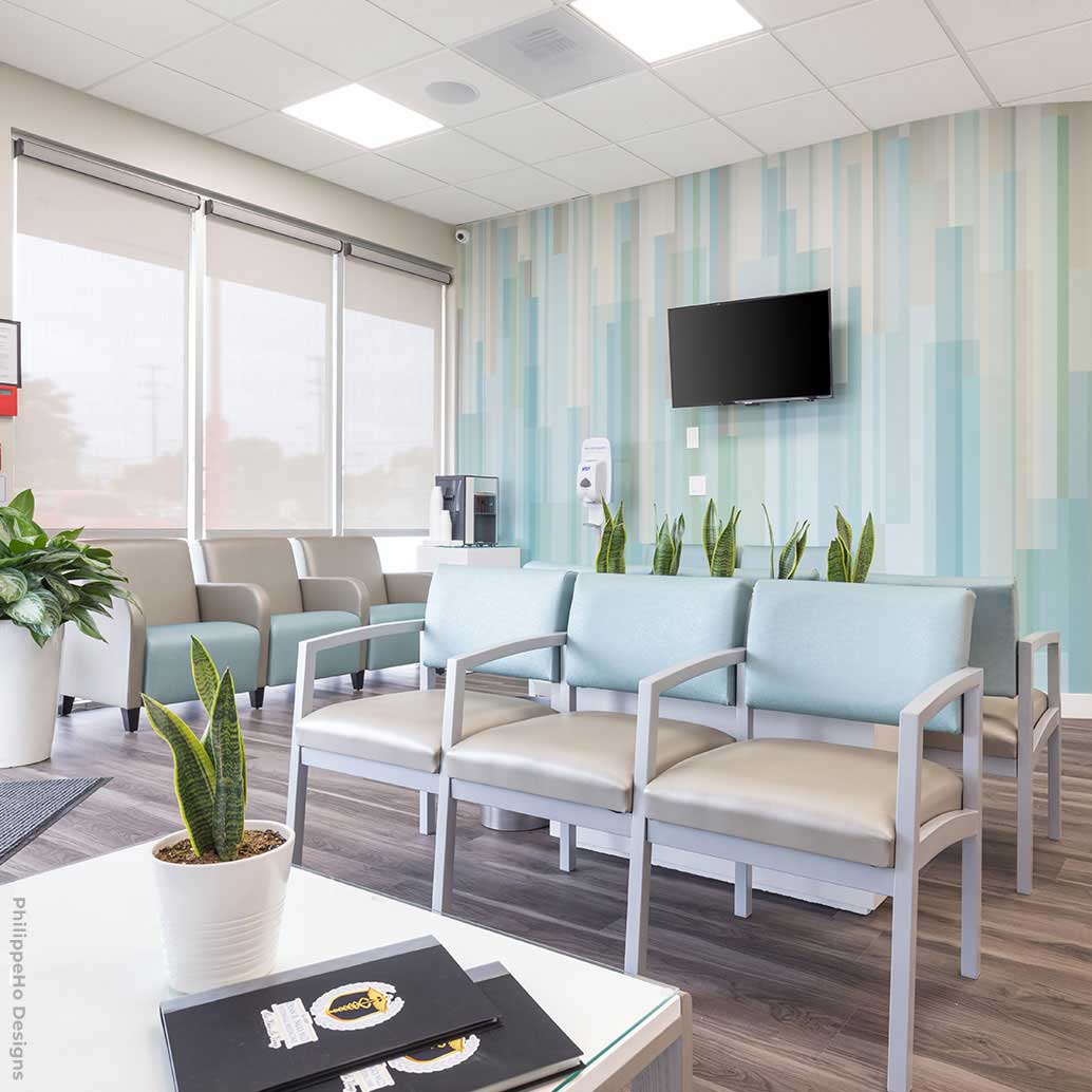 Peaceful and bright waiting room seating area